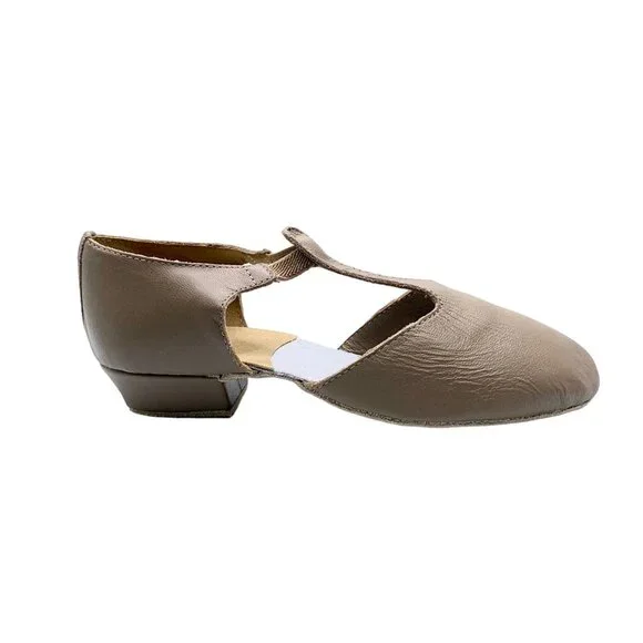 So Danca Jazz T-Strap Grecian Dance Sandals Tan Leather 4.5 Shoe Slip On Mileyka - Picture 3 of 10